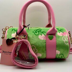 NWT Green Pink Juicy Couture Retro Cherry Cherries Gelato Mini Barrel Bag Purse
